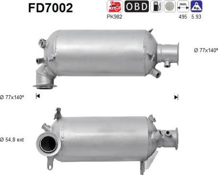 AS FD7002 - Filtre à particules / à suie, échappement cwaw.fr