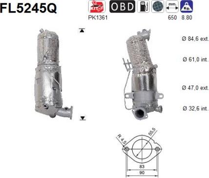 AS FL5245Q - Filtre à particules / à suie, échappement cwaw.fr