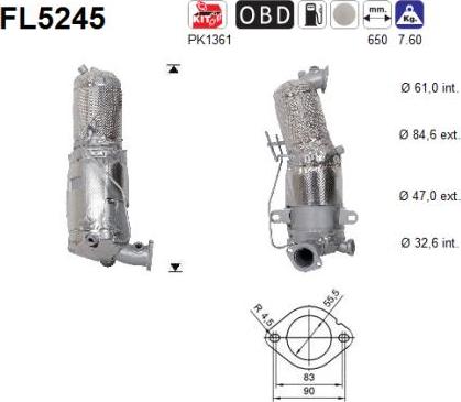 AS FL5245 - Filtre à particules / à suie, échappement cwaw.fr