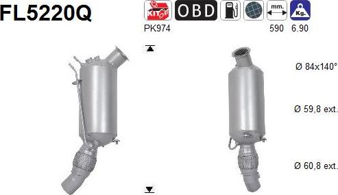 AS FL5220Q - Filtre à particules / à suie, échappement cwaw.fr