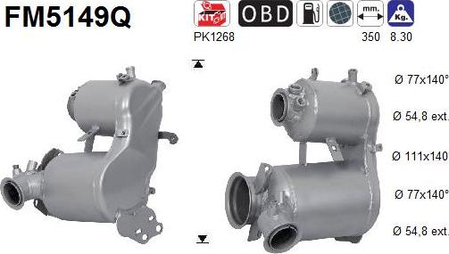 AS FM5149Q - Filtre à particules / à suie, échappement cwaw.fr