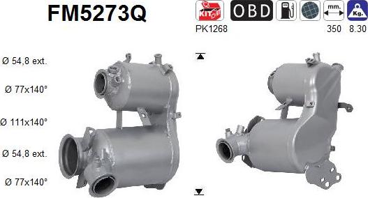 AS FM5273Q - Filtre à particules / à suie, échappement cwaw.fr