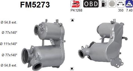 AS FM5273 - Filtre à particules / à suie, échappement cwaw.fr