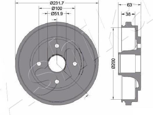 Ashika 56-00-0401C - Tambour de frein cwaw.fr