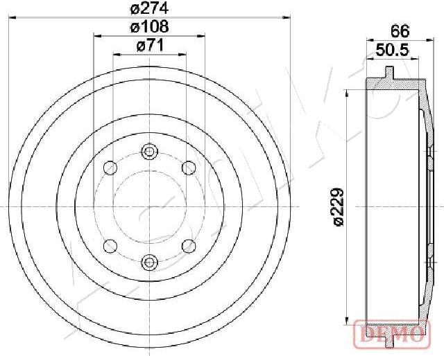 Ashika 56-00-0600C - Tambour de frein cwaw.fr