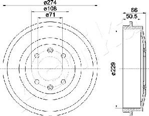 Ashika 56-00-0600 - Tambour de frein cwaw.fr