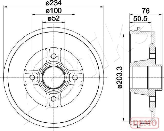 Ashika 56-00-0704C - Tambour de frein cwaw.fr