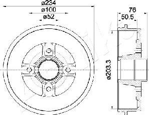 Ashika 56-00-0704 - Tambour de frein cwaw.fr