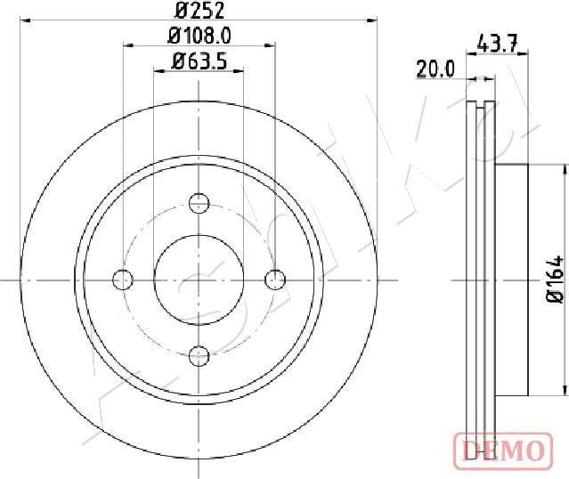 Ashika 61-00-0308C - Disque de frein cwaw.fr