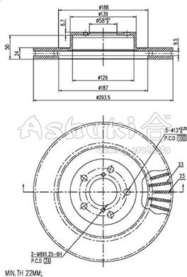 Ashuki 0990-5107 - Disque de frein cwaw.fr