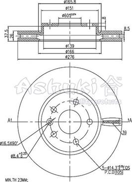 Ashuki 0990-6190 - Disque de frein cwaw.fr