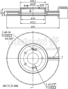 Ashuki 0990-1350 - Disque de frein cwaw.fr