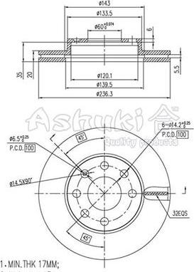 Ashuki 0990-8090 - Disque de frein cwaw.fr