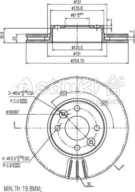 Ashuki 0990-8801 - Disque de frein cwaw.fr