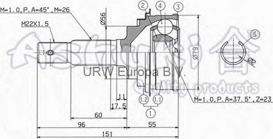 Ashuki 08463002 - Jeu de joints, arbre de transmission cwaw.fr