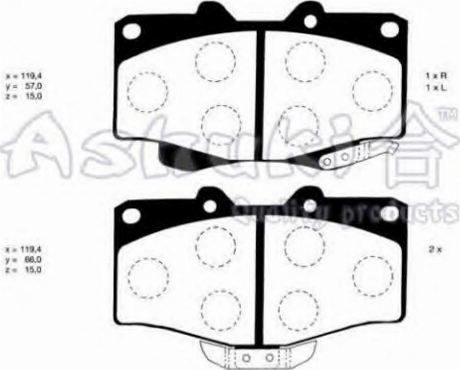 Ashuki 1080-4502 - Kit de plaquettes de frein, frein à disque cwaw.fr