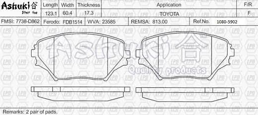 Ashuki 1080-5902 - Kit de plaquettes de frein, frein à disque cwaw.fr