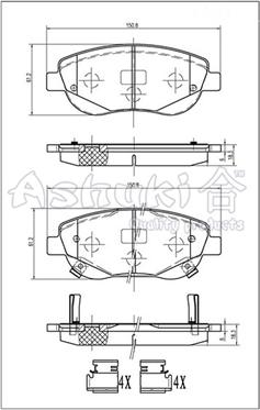 Ashuki 1080-5312 - Kit de plaquettes de frein, frein à disque cwaw.fr