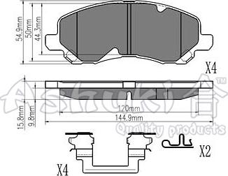 Ashuki 1080-6405 - Kit de plaquettes de frein, frein à disque cwaw.fr