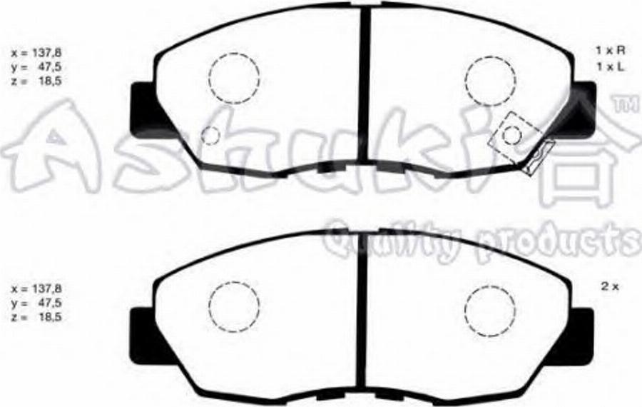 Ashuki 10800304 - Kit de plaquettes de frein, frein à disque cwaw.fr