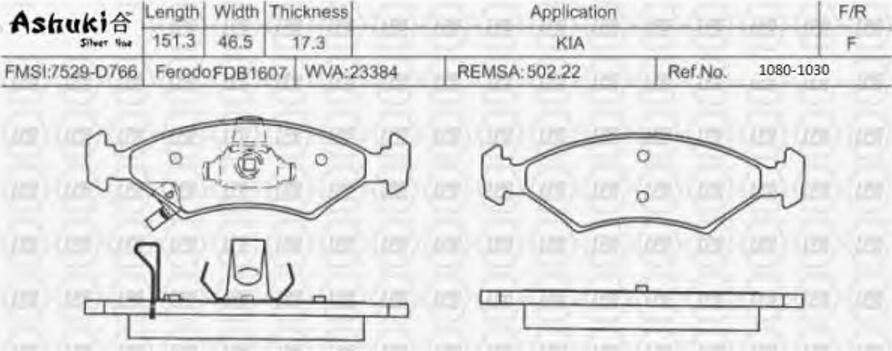 Ashuki 1080-1030 - Kit de plaquettes de frein, frein à disque cwaw.fr