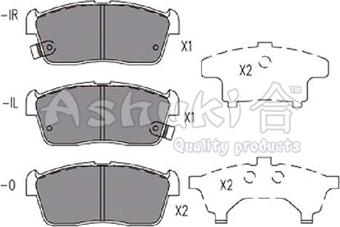 Ashuki 1080-1208 - Kit de plaquettes de frein, frein à disque cwaw.fr