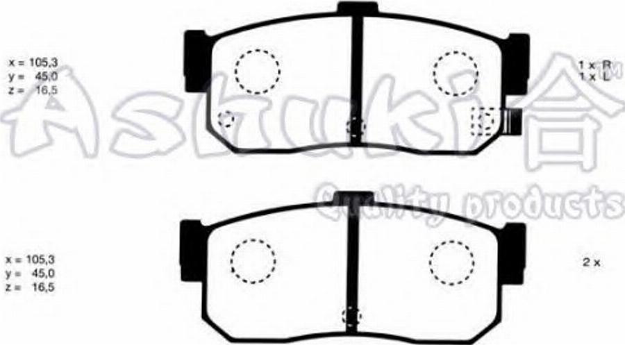 Ashuki 10834301 - Kit de plaquettes de frein, frein à disque cwaw.fr