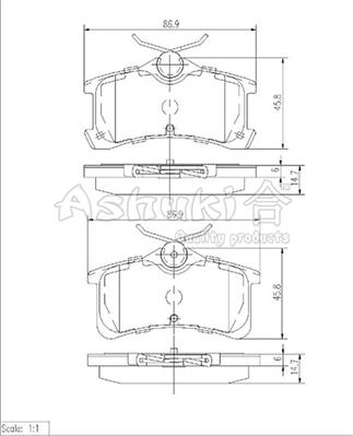 Ashuki 1083-6202 - Kit de plaquettes de frein, frein à disque cwaw.fr