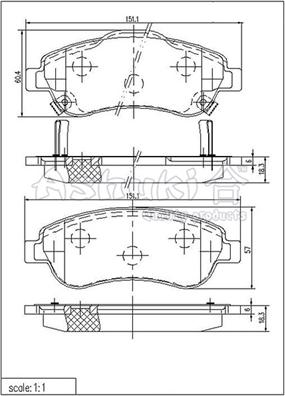 Ashuki H025-45 - Kit de plaquettes de frein, frein à disque cwaw.fr