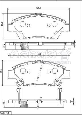 Ashuki H025-62 - Kit de plaquettes de frein, frein à disque cwaw.fr