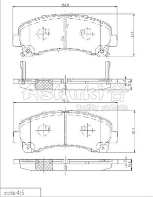 Ashuki IS015-51 - Kit de plaquettes de frein, frein à disque cwaw.fr