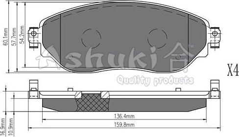 Ashuki N009-81 - Kit de plaquettes de frein, frein à disque cwaw.fr