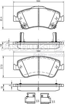 Ashuki T112-95 - Kit de plaquettes de frein, frein à disque cwaw.fr