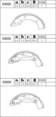 Asimco K9000 - Jeu de mâchoires de frein cwaw.fr