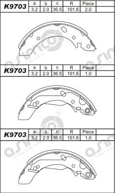 Asimco K9703 - Jeu de mâchoires de frein cwaw.fr