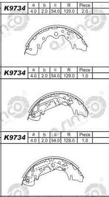 Asimco K9734 - Jeu de mâchoires de frein cwaw.fr