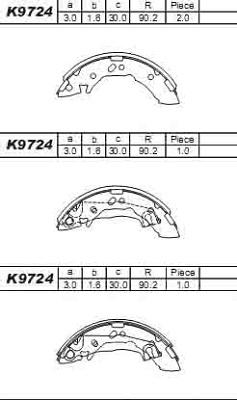 Asimco K9724 - Jeu de mâchoires de frein cwaw.fr