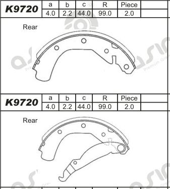 Asimco K9720 - Jeu de mâchoires de frein cwaw.fr