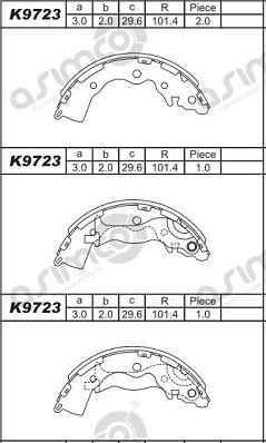 Asimco K9723 - Jeu de mâchoires de frein cwaw.fr