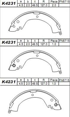 Asimco K4231 - Jeu de mâchoires de frein cwaw.fr