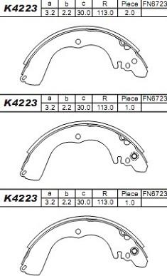 Asimco K4223 - Jeu de mâchoires de frein cwaw.fr