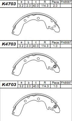 Asimco K4703 - Jeu de mâchoires de frein cwaw.fr