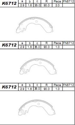 Asimco K6712 - Jeu de mâchoires de frein cwaw.fr