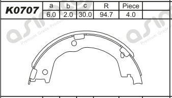 Asimco K0707 - Jeu de mâchoires de frein, frein de stationnement cwaw.fr