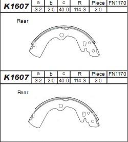 Asimco K1607 - Jeu de mâchoires de frein cwaw.fr