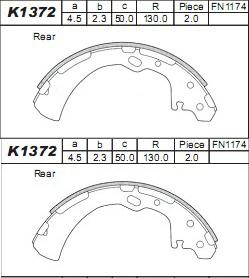 Asimco K1372 - Jeu de mâchoires de frein cwaw.fr