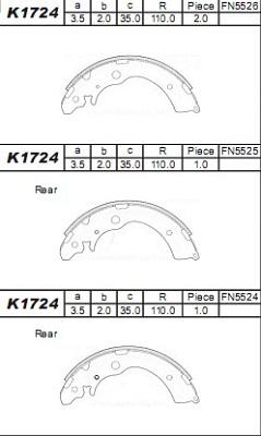 Asimco K1724 - Jeu de mâchoires de frein cwaw.fr