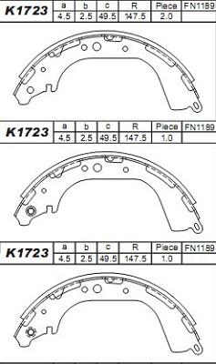 Asimco K1723 - Jeu de mâchoires de frein cwaw.fr