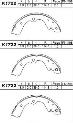 Asimco K1722 - Jeu de mâchoires de frein cwaw.fr