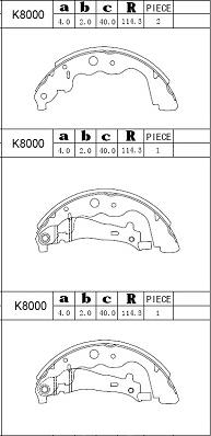 Asimco K8000 - Jeu de mâchoires de frein cwaw.fr